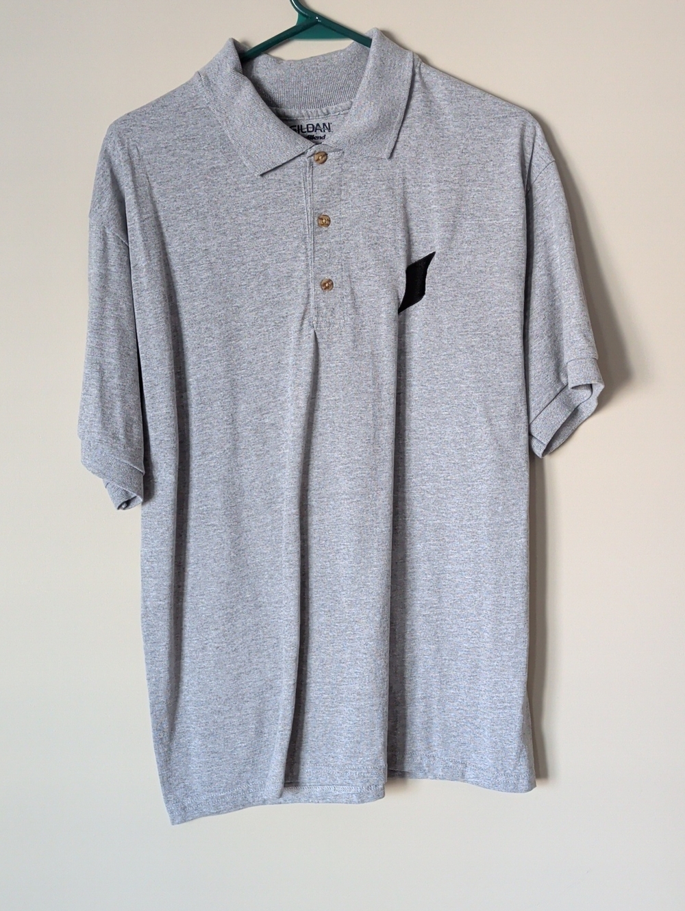 Men's Heather Grey Polo with Subtle Black Logo Size M